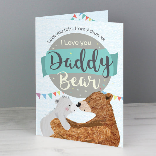 Personalised Daddy Bear Card-Personalised Gift By Sweetlea Gifts