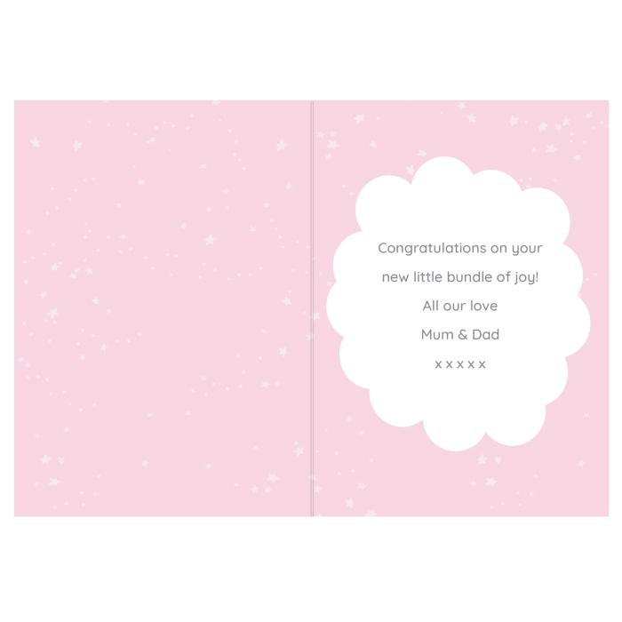 Pink New Baby Personalised Card-Personalised Gift By Sweetlea Gifts