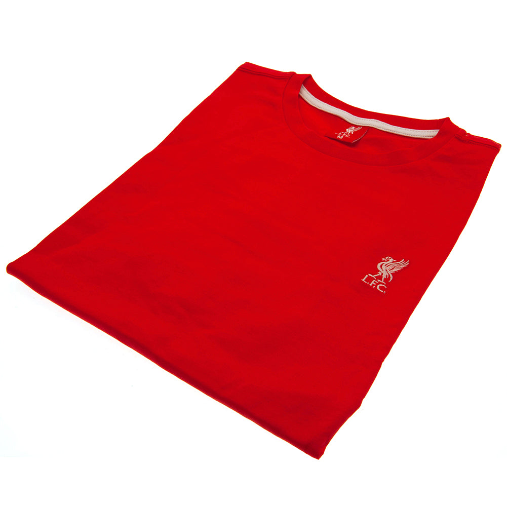 Liverpool FC Embroidered T Shirt Mens Red Small