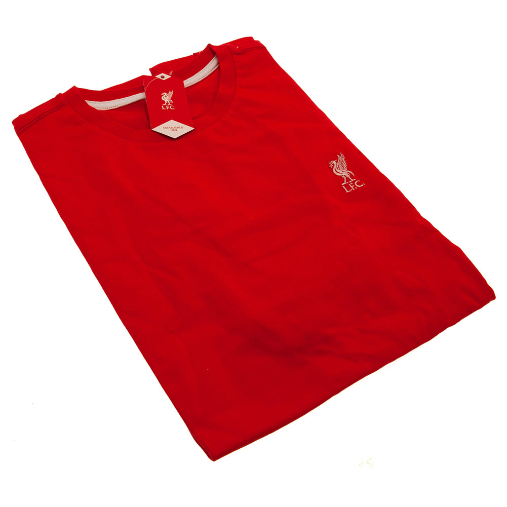 Liverpool FC Embroidered T Shirt Mens Red Small