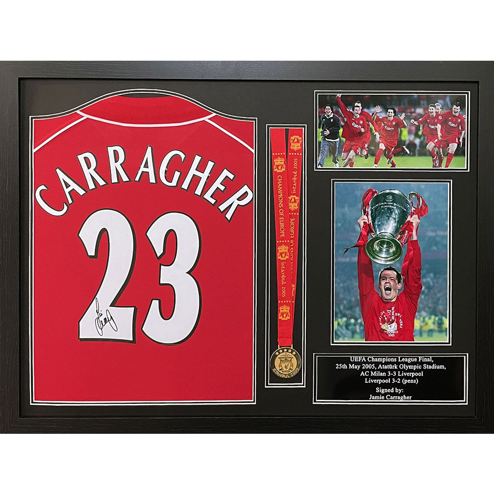 Liverpool FC Carragher Signed Shirt & Medal (Framed)