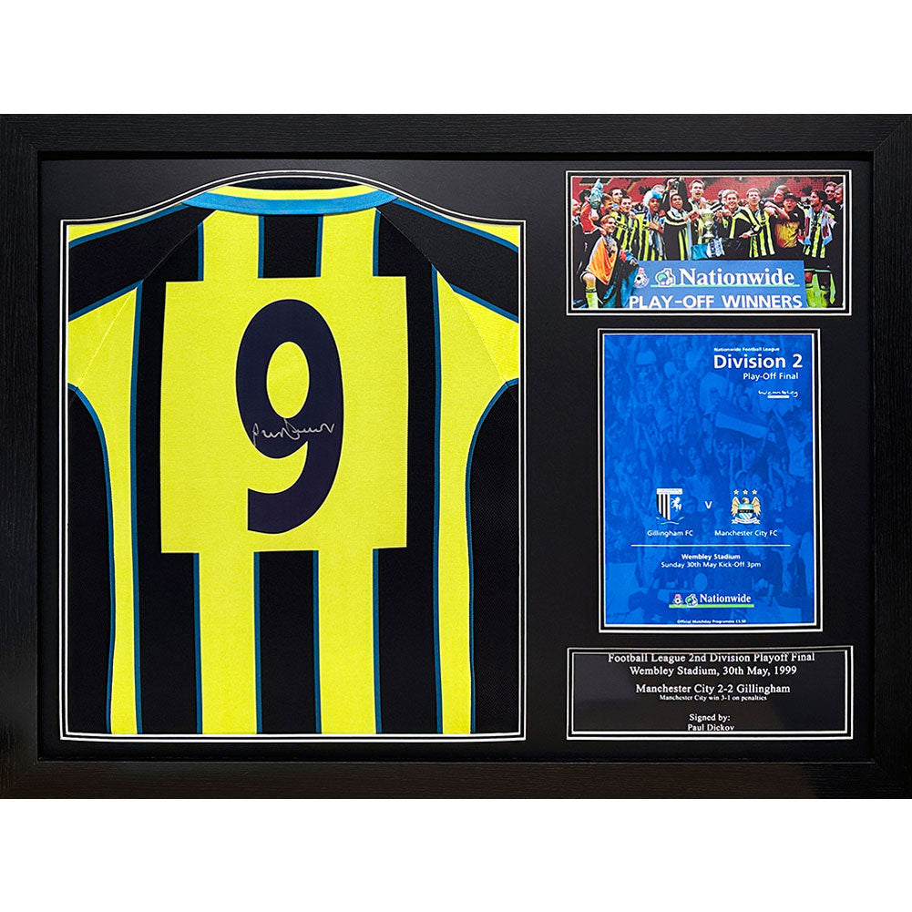 Manchester City FC Dickov Signed Shirt (Framed)