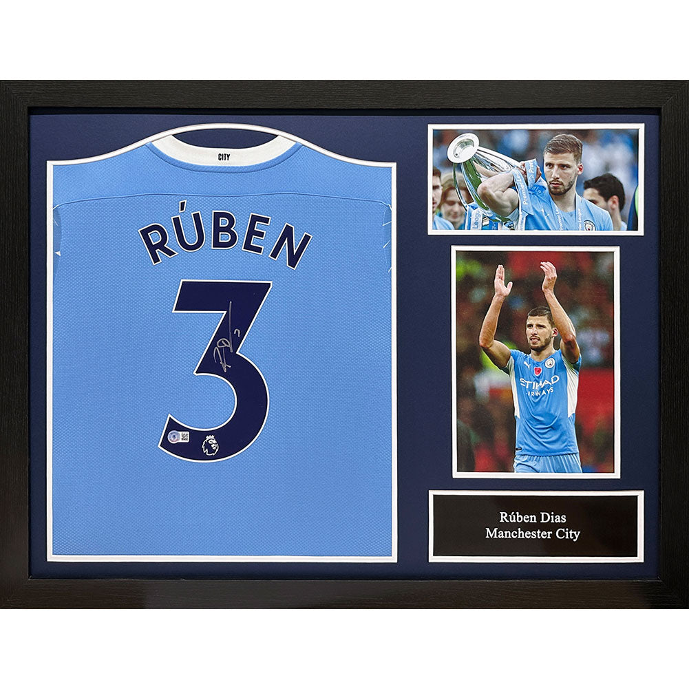 Manchester City FC Dias Signed Shirt (Framed)